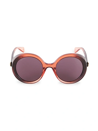 Shop Gucci 53mm Round Sunglasses In Red Violet