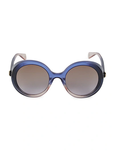 Shop Gucci Core 53mm Oversized Round Sunglasses In Blue Multi