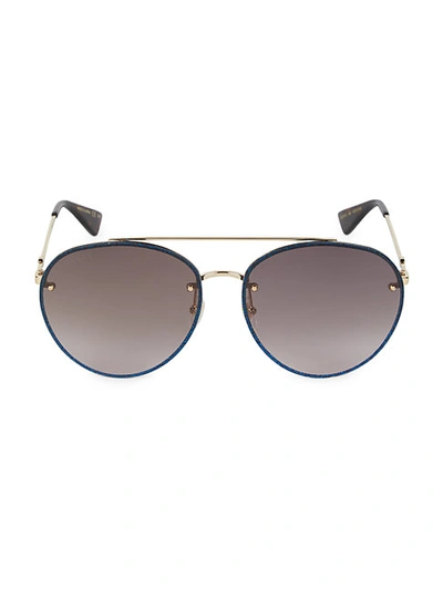 Shop Gucci Core 62mm Aviator Sunglasses In Gold Brown