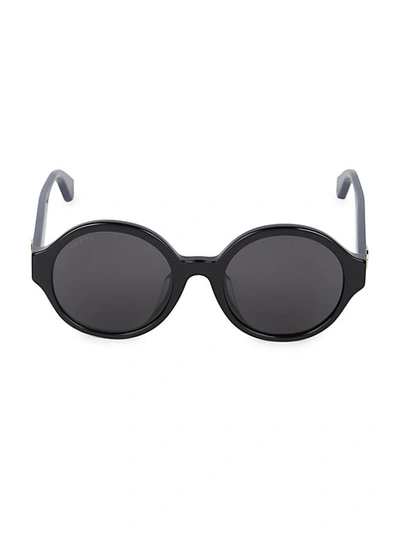 Shop Gucci Core 51mm Round Sunglasses In Black