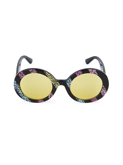 Shop Gucci 52mm Core Round Sunglasses In Shiny Glitter Slash