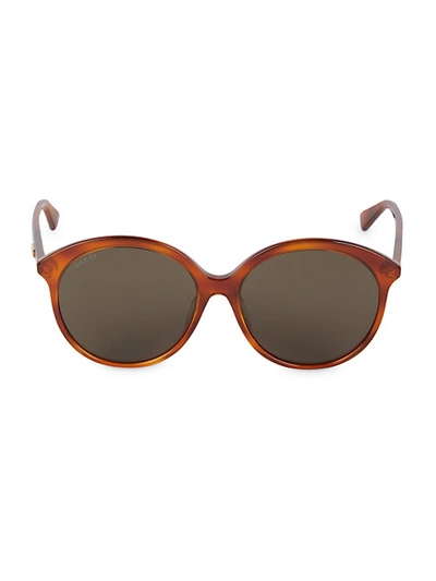 Shop Gucci 59mm Core Round Sunglasses In Shiny Light Brown