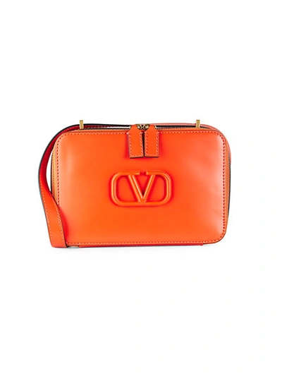 Shop Valentino Leather Crossbody Bag In Orange