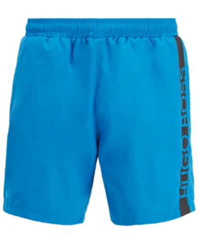 Shop Hugo Boss Boss Men's Dolphin Medium-length Swim Shorts In Medium Blue