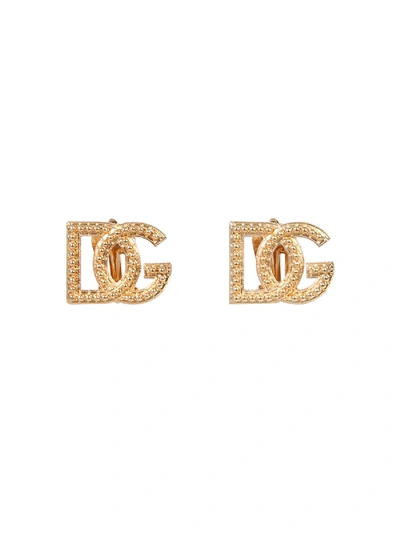 Shop Dolce & Gabbana Wood Earrings In Oro