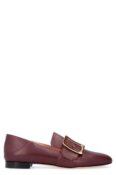 Shop Bally Janelle Leather Loafers In Burgundy
