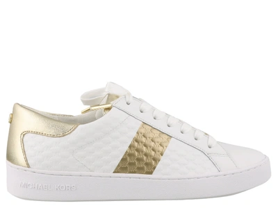Shop Michael Michael Kors Colby Sneakers In Optic White/pale Gold