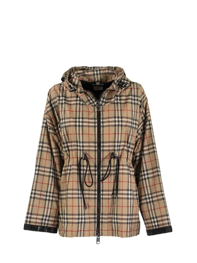 Shop Burberry Bacton Logo Tape Recycled Polyester Hooded Jacket In Archive Beige