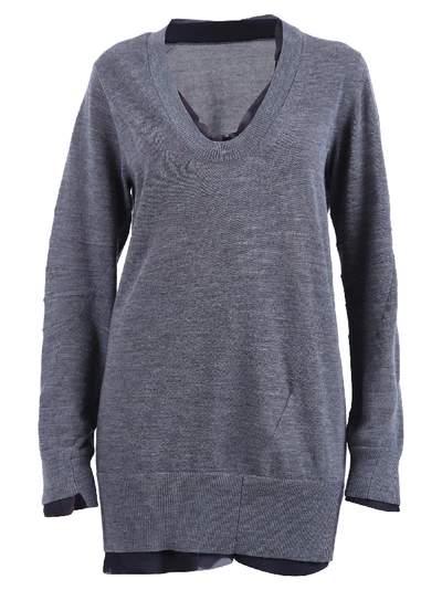Shop Sacai Sweater Dress In Grey