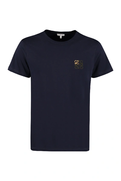 Shop Loewe Cotton Crew-neck T-shirt In Blue