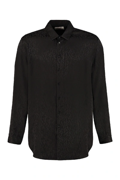 Shop Saint Laurent Silk Jacquard Shirt In Black