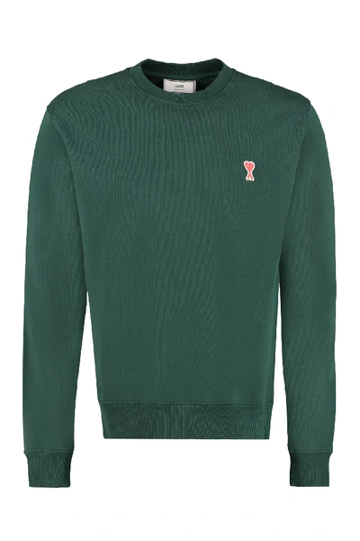 Shop Ami Alexandre Mattiussi Cotton Crew-neck Sweatshirt In Green