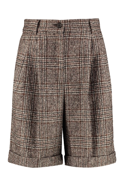 Shop Dolce & Gabbana Checked Wool Shorts In Multicolor