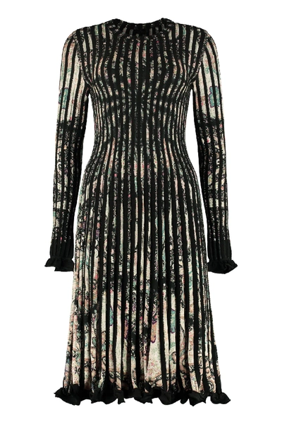 Shop Etro Ribbed Knit Dress In Multicolor