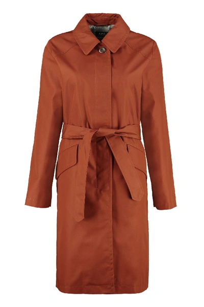 Shop Apc Lucienne Cotton Trench Coat In Bronze