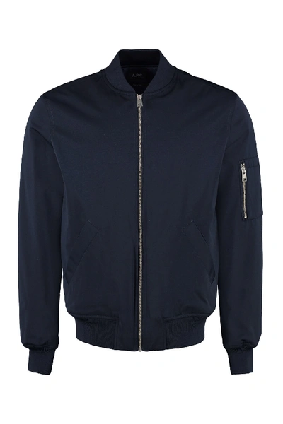 Shop Apc Padded Bomber Jacket In Blue