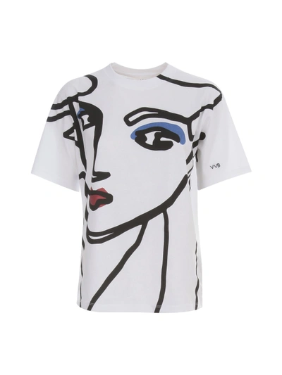 Shop Victoria Beckham Beauty Face T-shirt In White