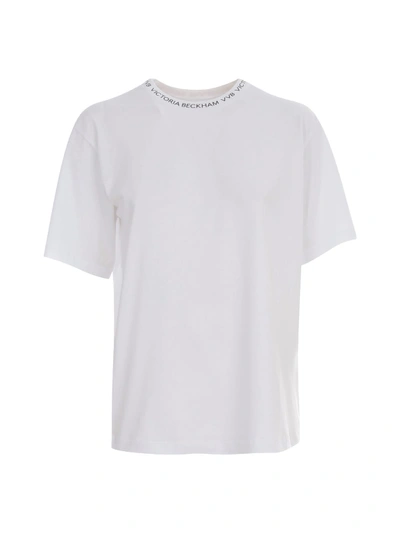 Shop Victoria Beckham Logo Rib T-shirt In White