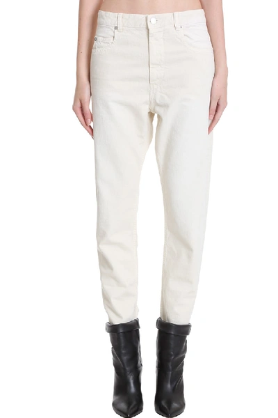 Shop Isabel Marant Étoile Neac Jeans In Beige Denim