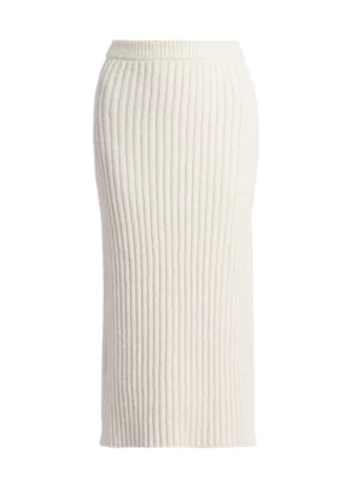 Shop Altuzarra Orville Rib-knit Midi Skirt In Ivory