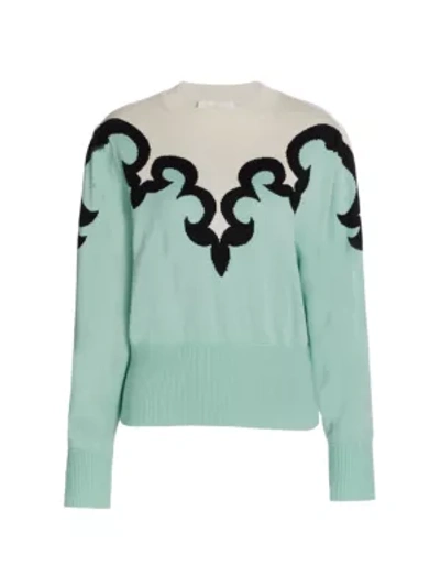 Shop Zimmermann Ladybeetle Intarsia Sweater In Turquoise