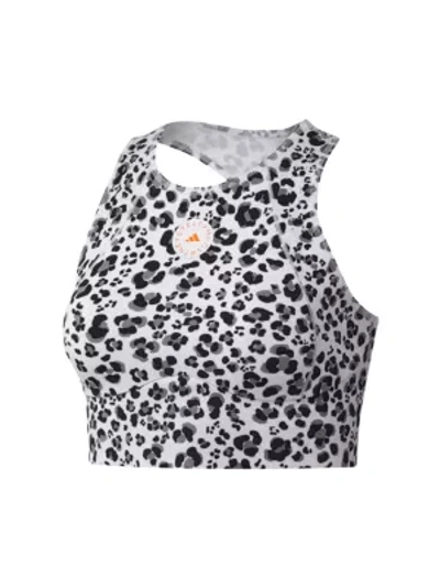 Shop Adidas By Stella Mccartney Truepur Leopard-print Sports Bra In White Black