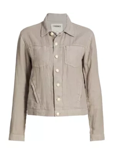 Shop L Agence Celine Linen Jacket In Cinder