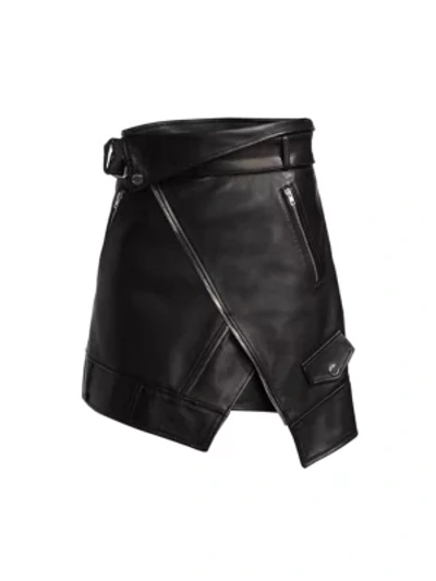 Shop Monse Leather Moto Jacket Skirt In Black