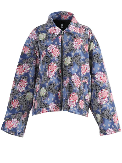 Shop Natasha Zinko Padded Floral Jacket In Blue