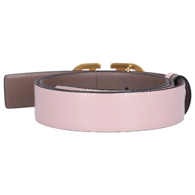 Shop Valentino Garavani Women Belt Vlogo Leather Pink In Grey,pink