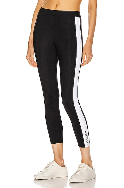 Shop Moncler Logo Legging In Black & White