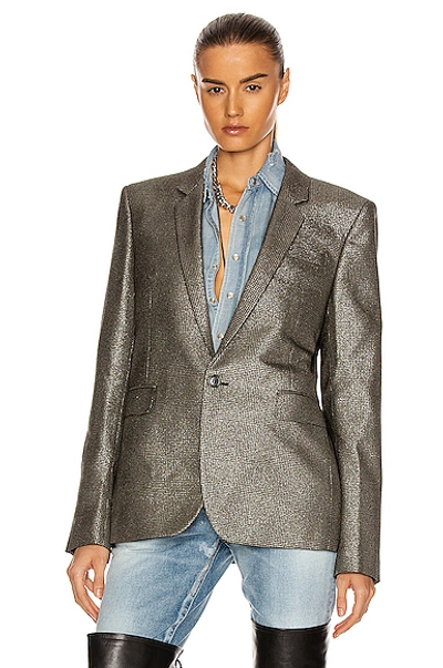 Shop Saint Laurent Suit Jacket In Black Argent