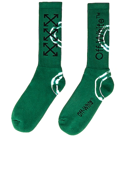 Shop Off-white Tie Dye Mid Length Socks In Dark Green & Black