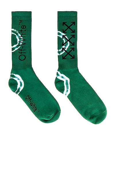 Shop Off-white Tie Dye Mid Length Socks In Dark Green & Black