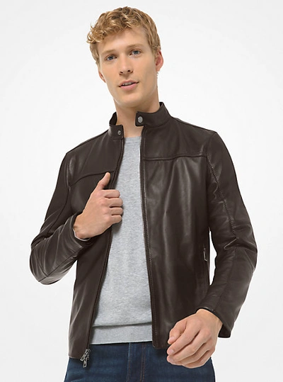 Michael kors men's leather racer jacket cheap