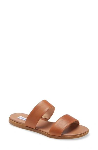 Shop Steve Madden Dual Woven Slide Sandal In Cognac Leather