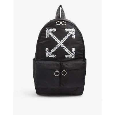 Shop Off-white Airport Tape Brand-print Satin Backpack