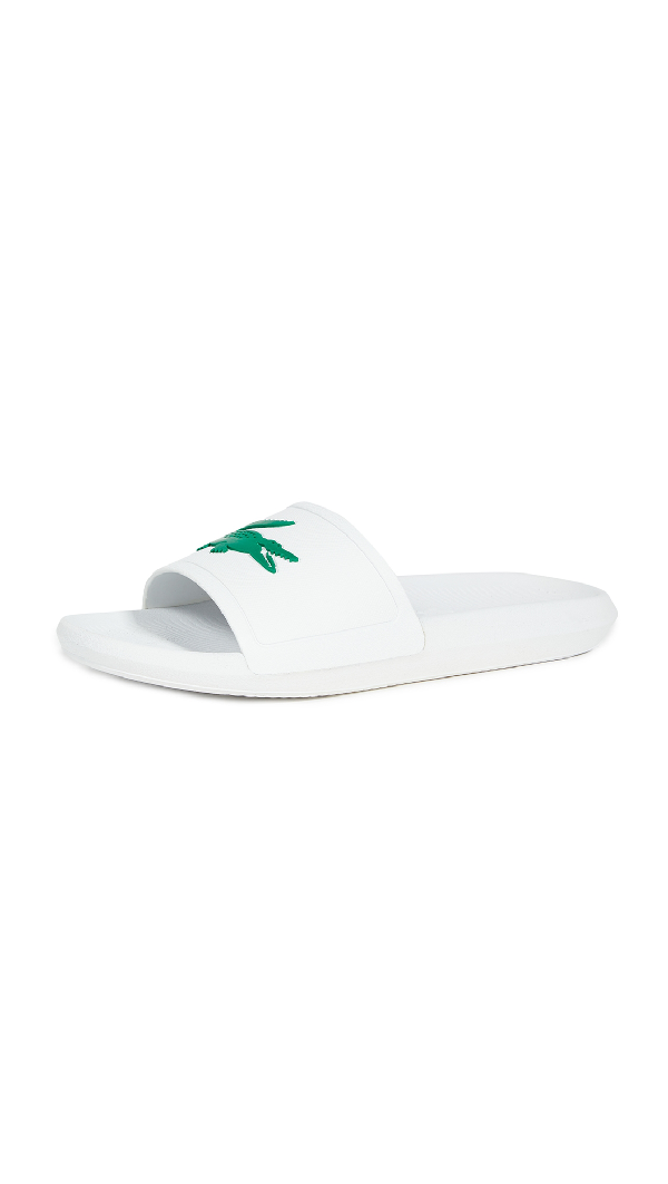 lacoste flip flops white