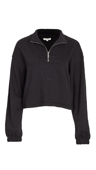 Shop Z Supply Half Zip Sweatshirt In Black