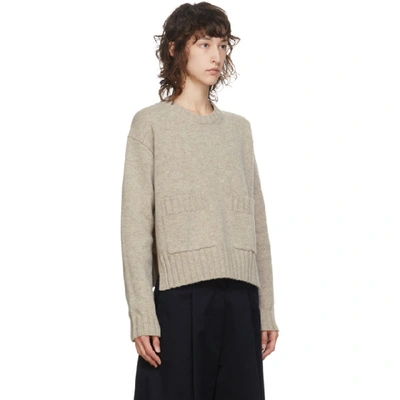 Shop Studio Nicholson Tan Wool Nieto Cropped Sweater In Cobble