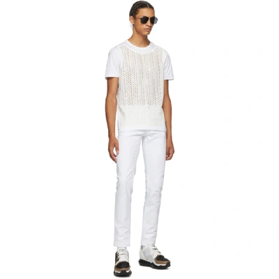 Shop Fendi White Laser Print Logo T-shirt In F0qa0 White