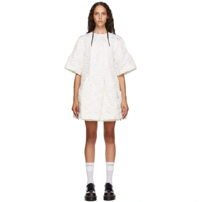 Shop Simone Rocha White Asymmetric Waist Dress In Ivory