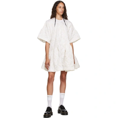 Shop Simone Rocha White Asymmetric Waist Dress In Ivory