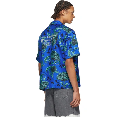 Shop Givenchy Blue Silk Hawaiian Short Sleeve Shirt In 431-electri