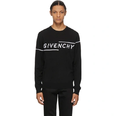 Shop Givenchy Black And White Split Logo Sweater In 004 Blkwht