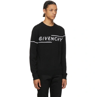 Shop Givenchy Black And White Split Logo Sweater In 004 Blkwht
