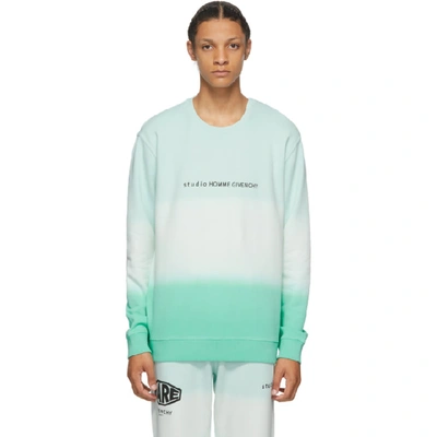 Shop Givenchy Green Faded Effect 'studio Homme' Sweatshirt In Mint Green