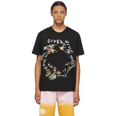 Shop Givenchy Black Glitch Printed T-shirt In 001-black