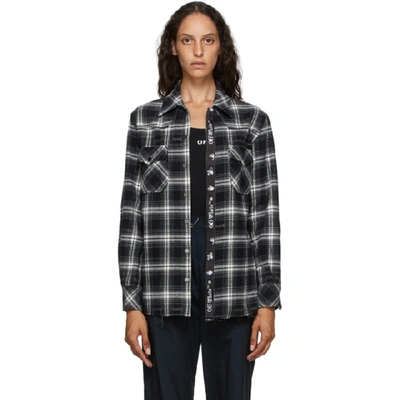 Shop Off-white Grey Check Boxy Shirt In Black