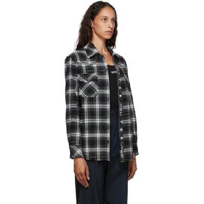 Shop Off-white Grey Check Boxy Shirt In Black